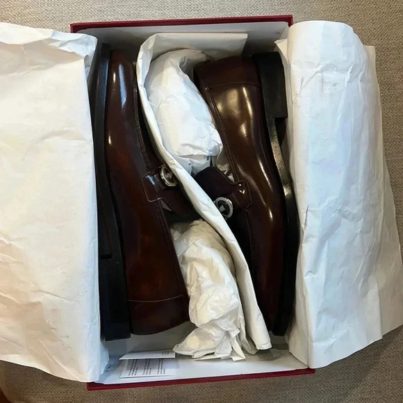 Ferragamo men’s gustav gancini bit leather loafers brown - Picture 2 of 12